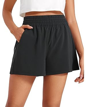 CRZ YOGA Womens Shorts Casual High Waisted Linerless Lounge Athletic Golf Shorts with Pockets Wei... | Amazon (US)