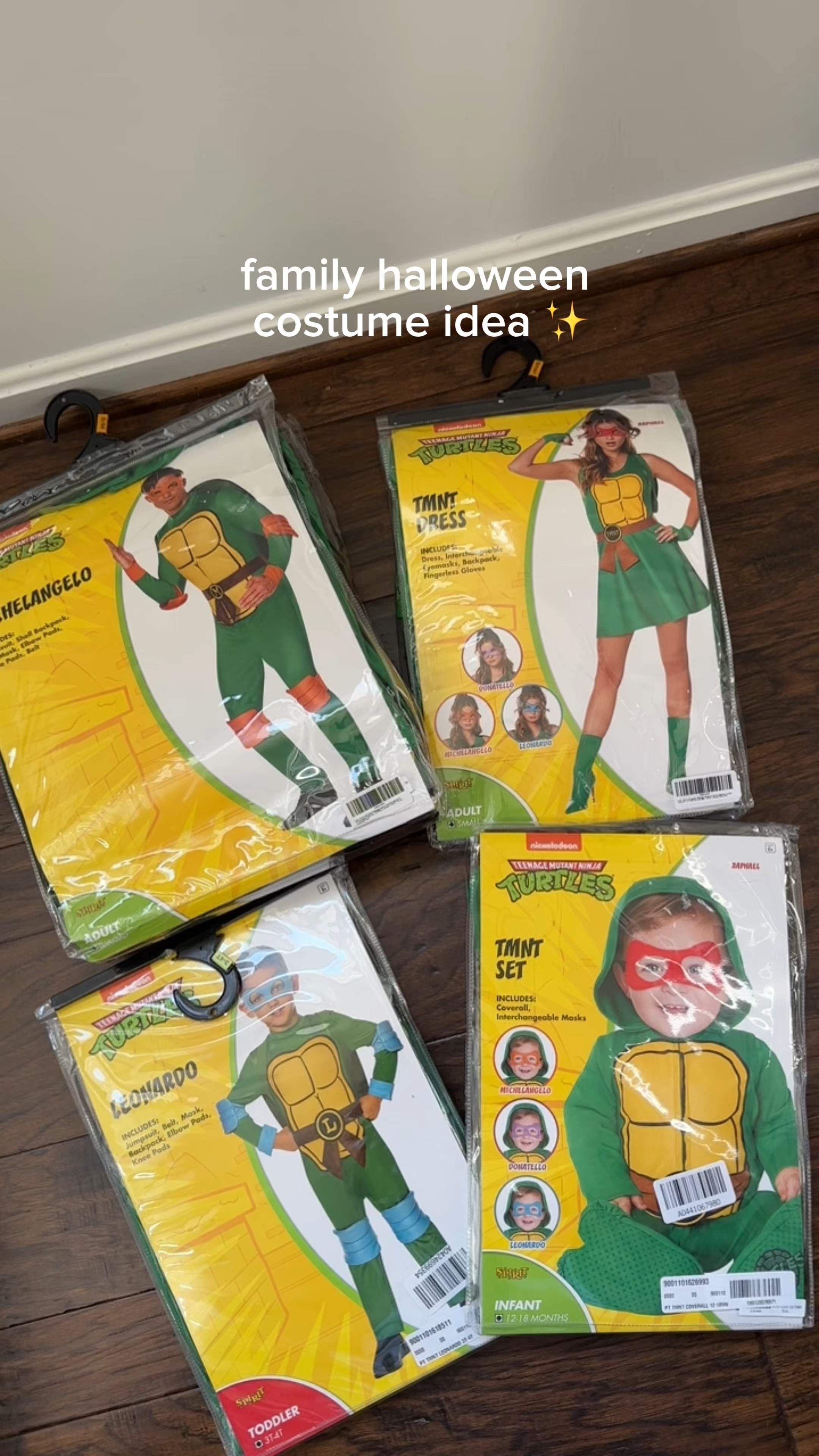 What's everyone dressing up as this year?! We are a family of 4 so this was perfect because our son has a recent obsession with Teenage Mutant Ninja Turtles🥷🐢🎃 (PS the
women's costume runs small so size up!)

#familyhalloweencostume #halloween2025
#familyhalloween #familyof4
#ninjaturtles #LTKmom #matchingcostumes #familycostumes