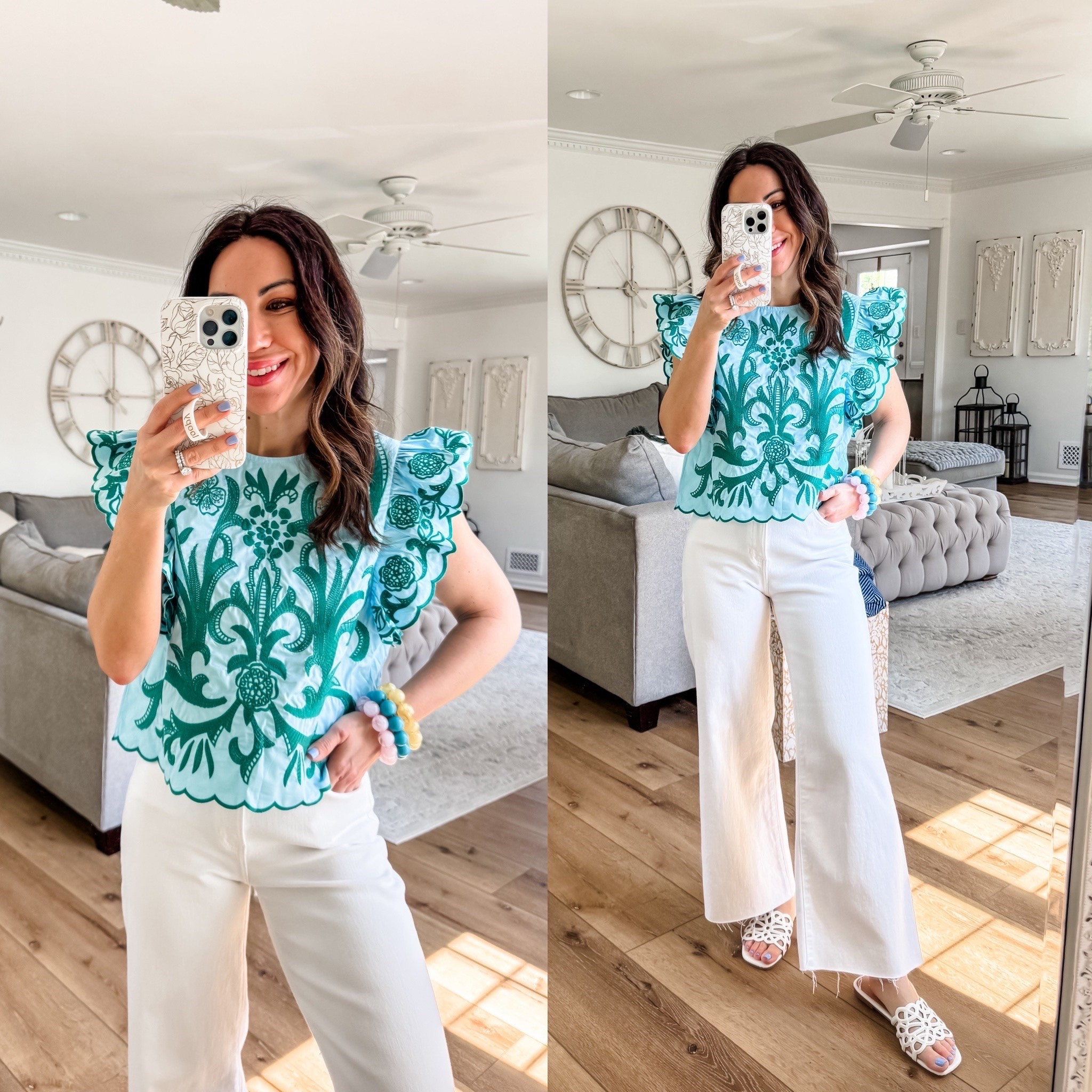 Wearing XS top. 25 white jeans.

#LTKOver40
