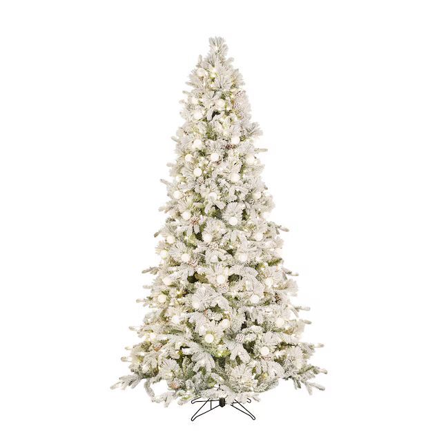 GE 7.5-ft Candlewood Pine Pre-lit Flocked Artificial Christmas Tree with LED Lights | Lowe's