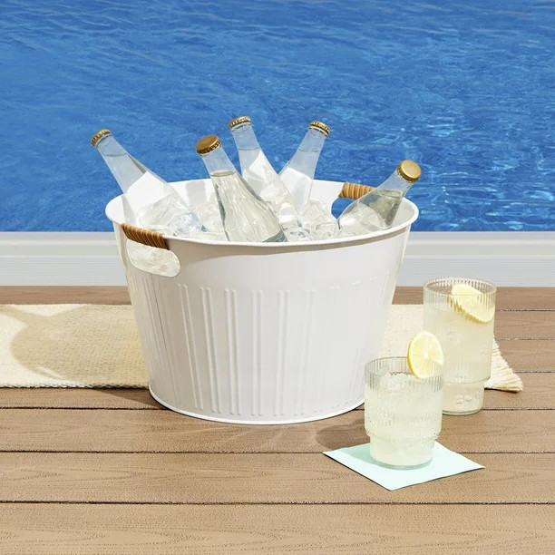 Better Homes & Gardens White Galvanized Round Tub - Walmart.com | Walmart (US)