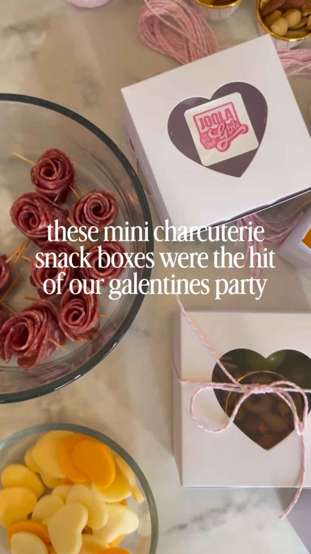 Mini charcuterie + chocolate boxes💕🍫🧀 were the hit of our galentines party and so easy to make! Comment SHOP for links to supplies I used🌹

The individual size boxes from Amazon are perfect for this, a sweet surprise at any party or deliver to friends for Valentine’s Day (cute to pair with🍷too!) This is an idea I’ve repeated and just filled with different treats, depending on the occasion…And don’t miss the @btr.nation chocolate almond butter hearts, they’re so good!! Customized stickers for out pickleball party are from @zazzle!