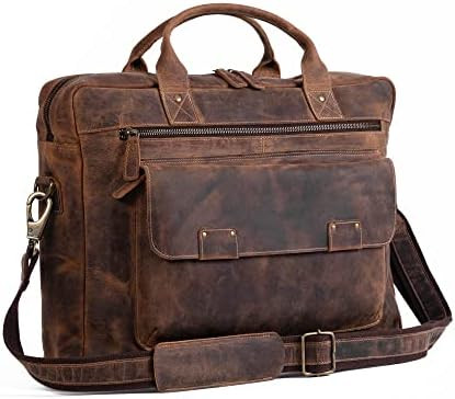 Leather briefcase 18 Inch Laptop Messenger Bags for Men and Women Best Office School College Brie... | Amazon (US)