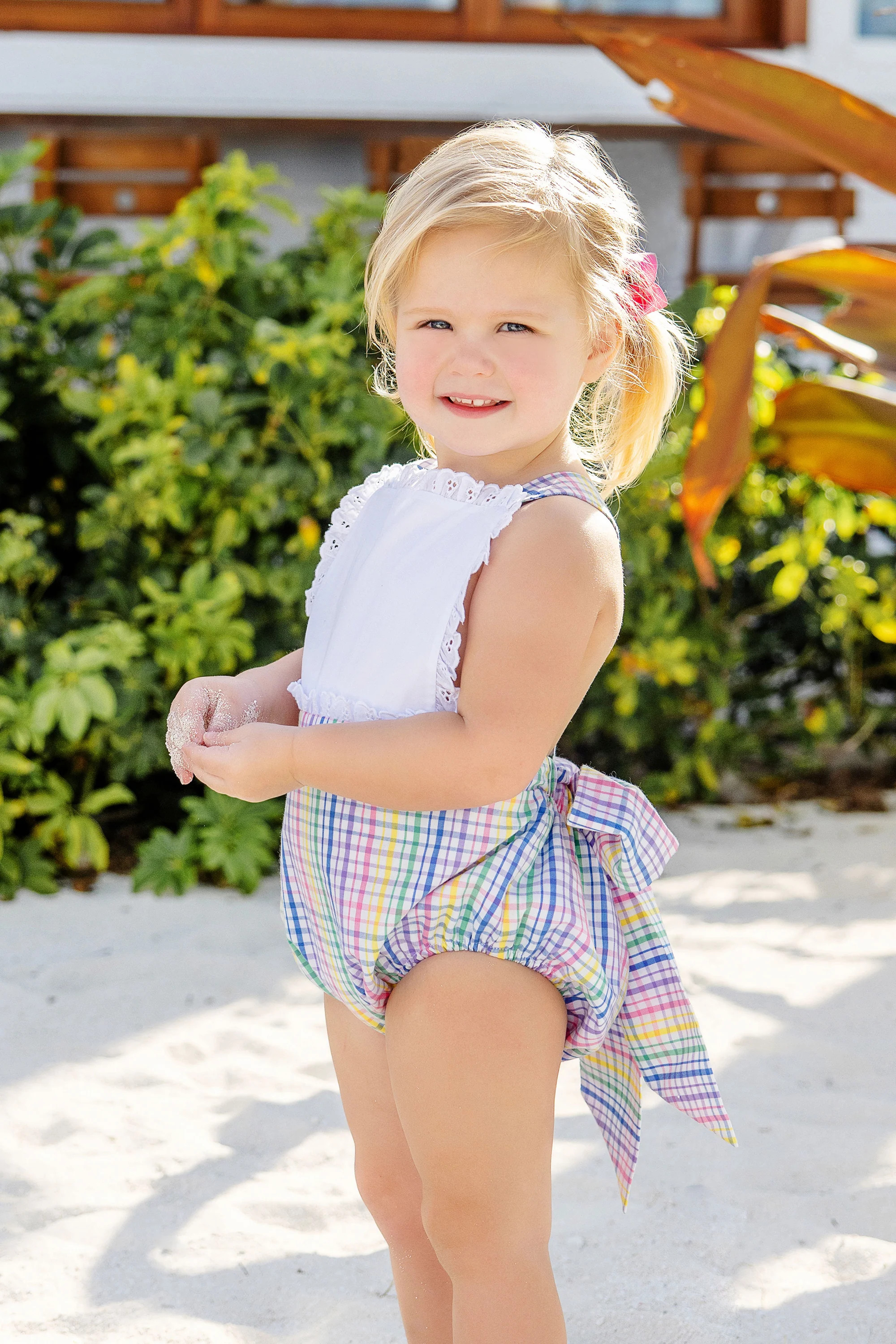 Sally Sunsuit - Colored Pens Plaid with Worth Avenue White | The Beaufort Bonnet Company