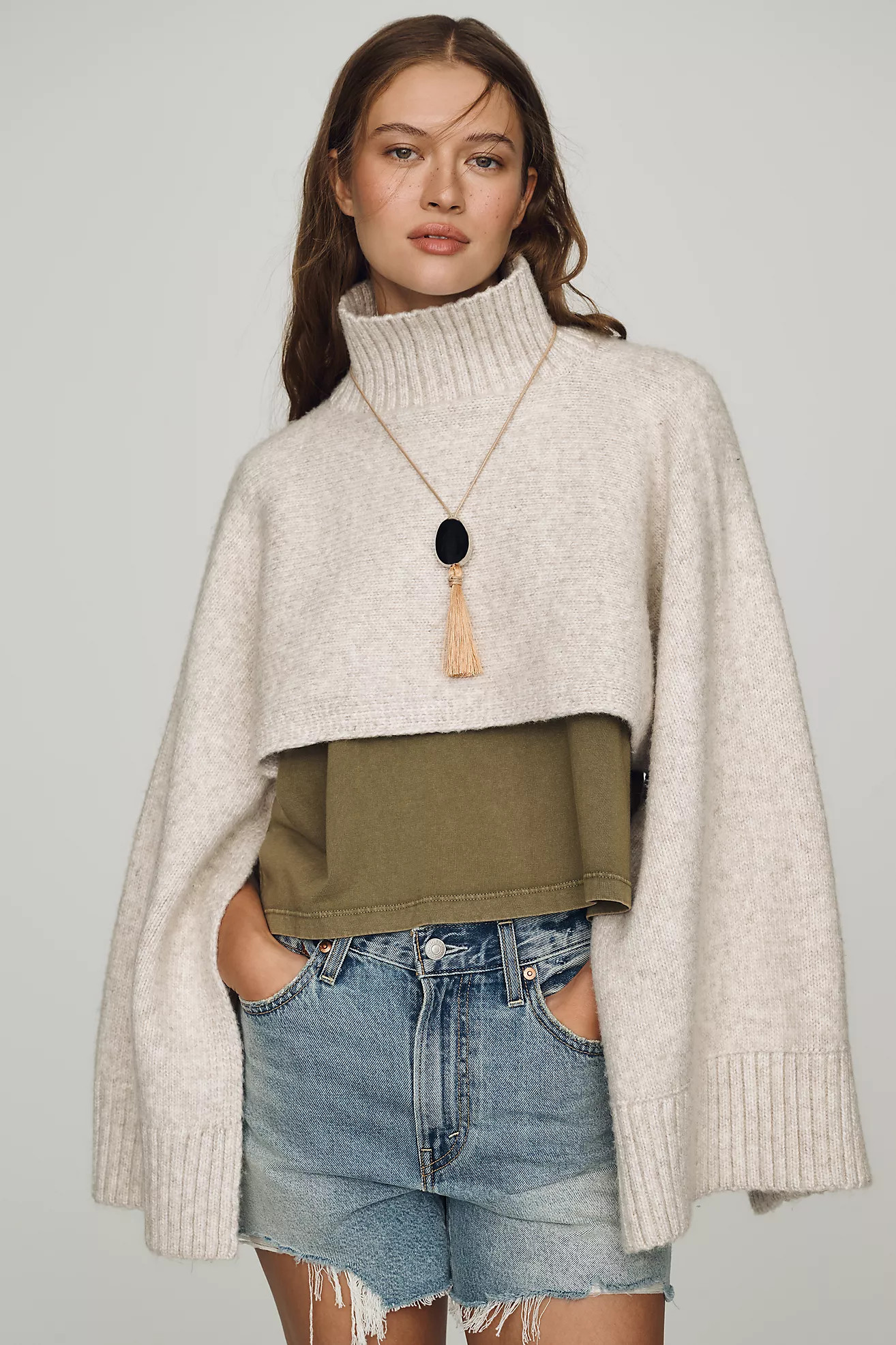 By Anthropologie Funnel Neck Cropped Shrug | Anthropologie (US)