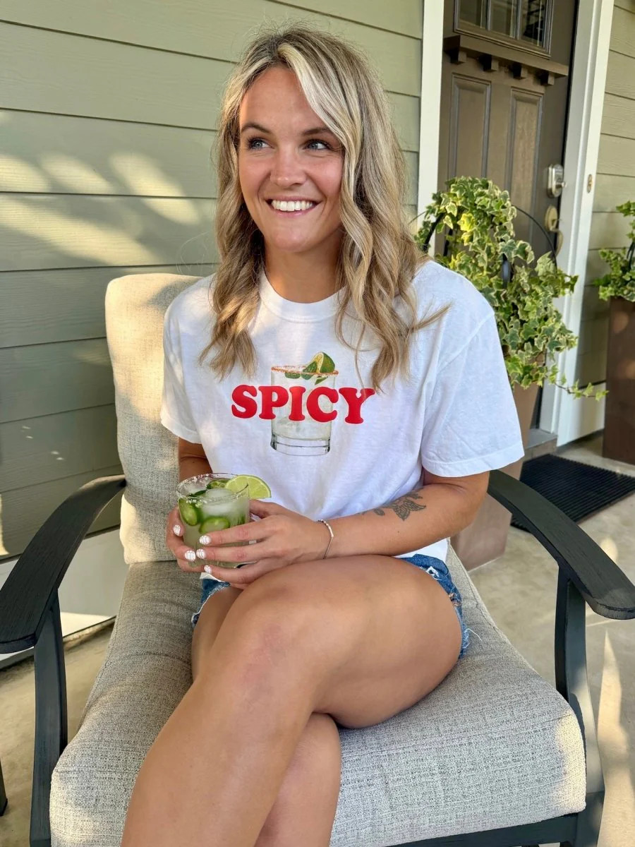 PUFF ‘Warning: Spicy Behavior’ Margarita Boxy Tee | United Monograms