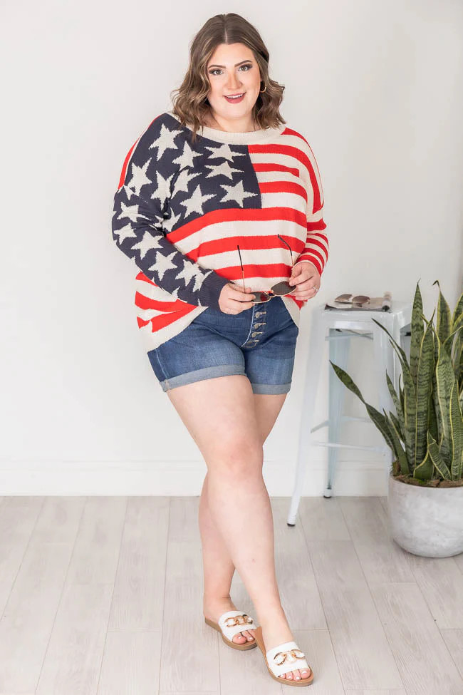My Last Wish American Flag Ivory Sweater FINAL SALE | Pink Lily