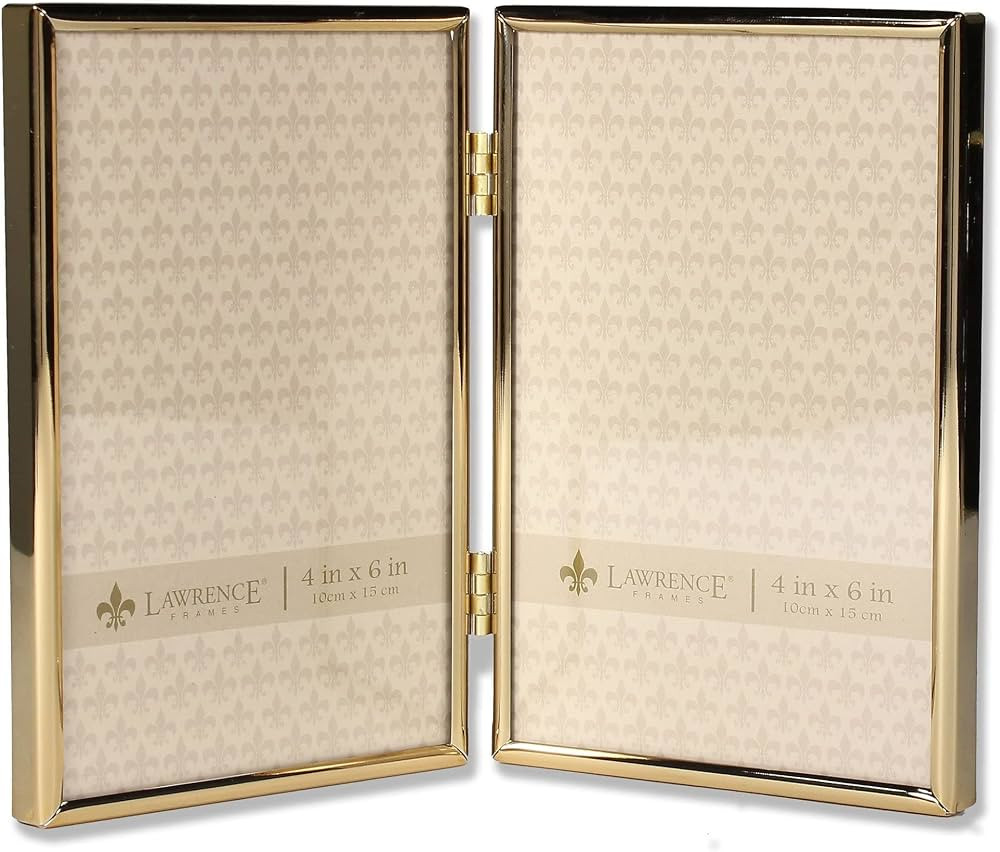 Lawrence Frames 4x6 Hinged Double Simply Gold Metal Picture Frame | Amazon (US)