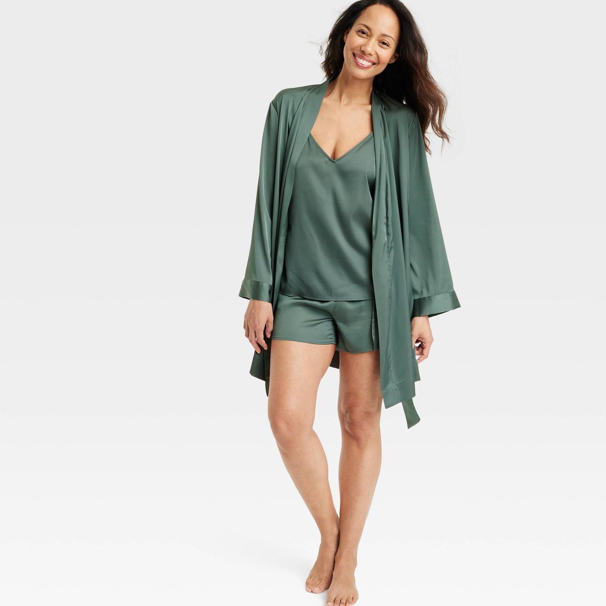 Women's Satin Robe - Stars Above™ Teal Green M/L | Target