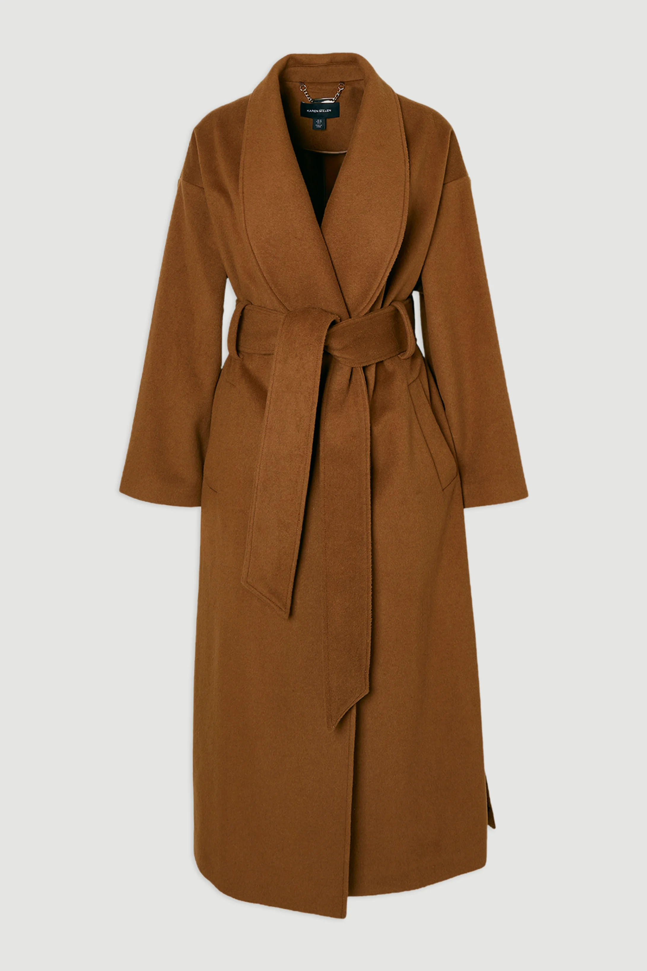 Brushed Wool  Belted Wrap Tailored Maxi Coat | Karen Millen UK + IE + DE + NL