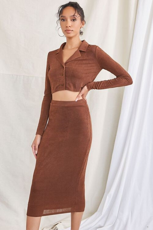 Cropped Shirt & Midi Skirt Set | Forever 21 (US)