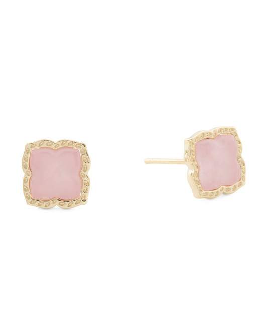 Mallory Gold Rose Quartz Stud Earrings | TJ Maxx