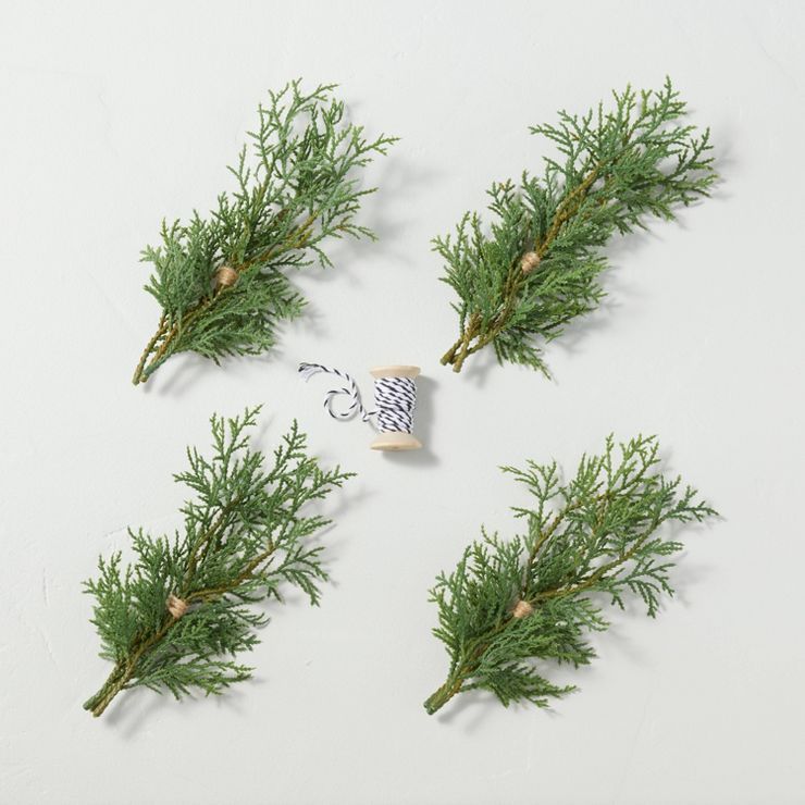 4pk Faux Cedar Sprig Gift Topper Set - Hearth & Hand™ with Magnolia | Target