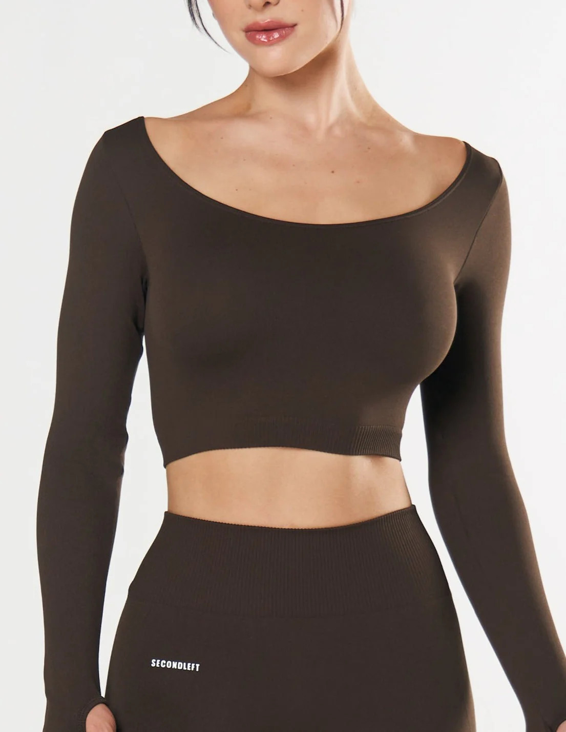 Seamless Scoop Long Sleeve - Espresso | SECONDLEFT