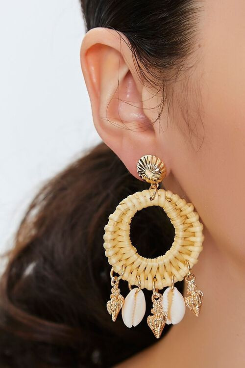 Shell Basketwoven Hoop Drop Earrings | Forever 21 | Forever 21 (US)