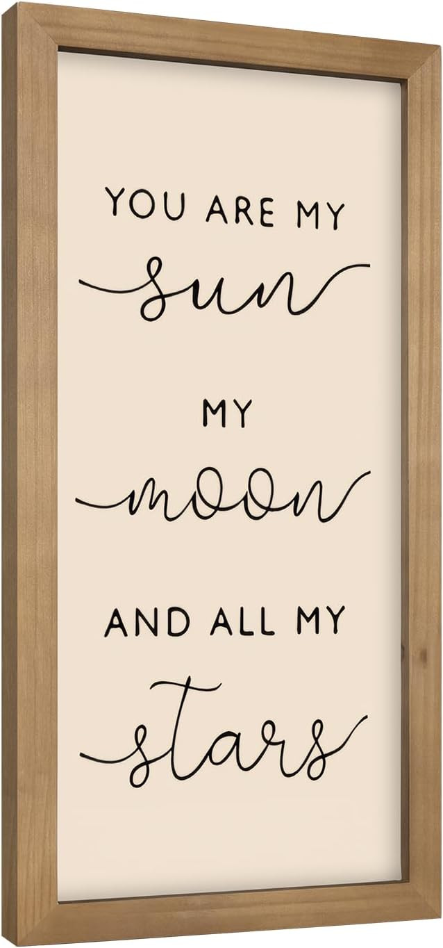 pechpell 11.8×5.9 In Nursery Wall Art, Wooden Sign Baby Room Wall Decor, You are My Sun Moon and... | Amazon (US)