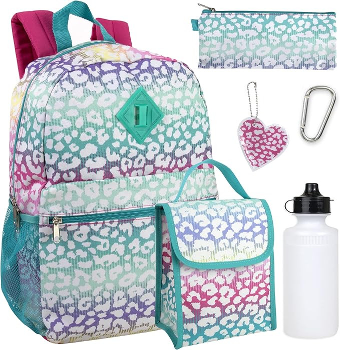 Girl's 6 in 1 Backpack With Lunch Bag, Pencil Case, Keychain, and Accessories | Amazon (US)