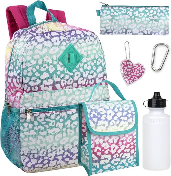 Girl's 6 in 1 Backpack With Lunch Bag, Pencil Case, Keychain, and Accessories | Amazon (US)