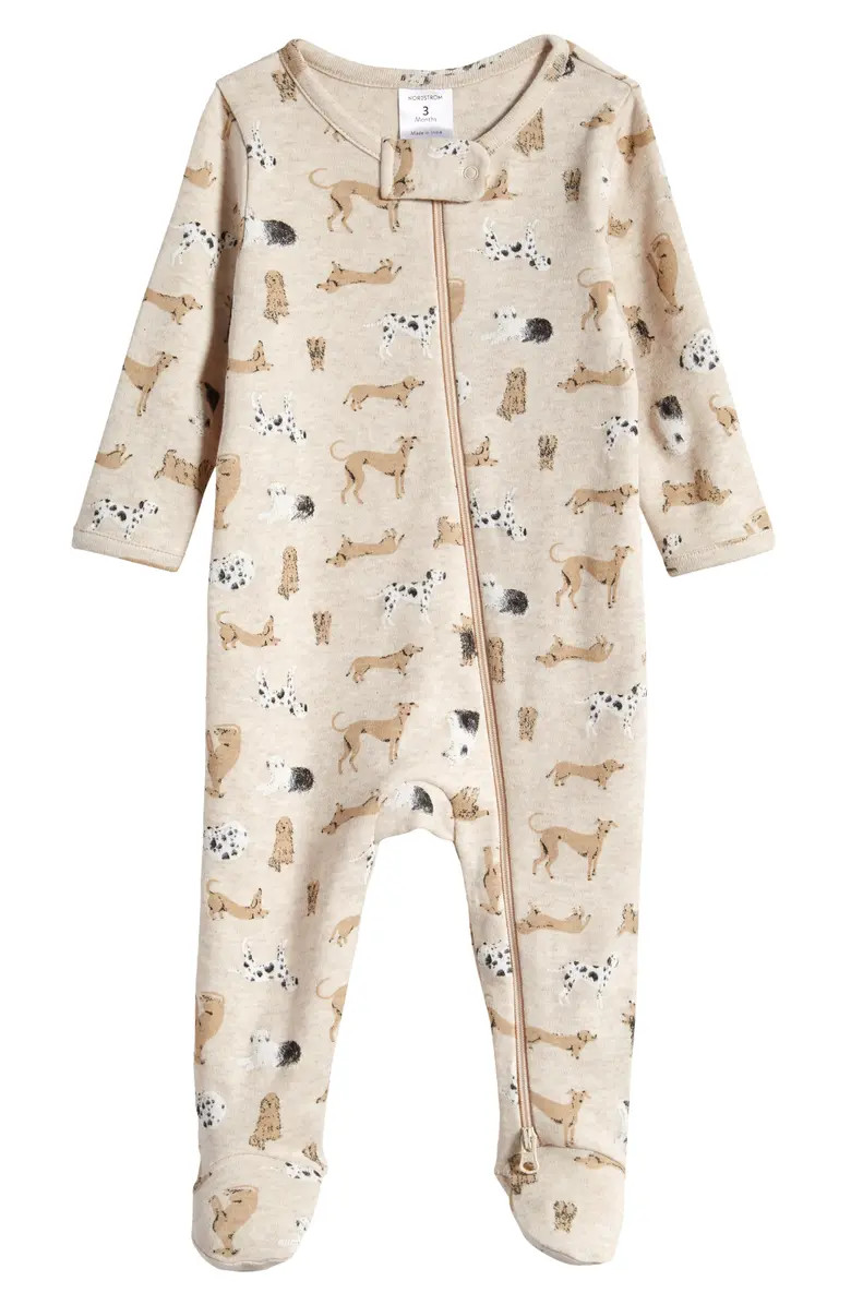Nordstrom Print Zip Cotton Footie | Nordstrom | Nordstrom