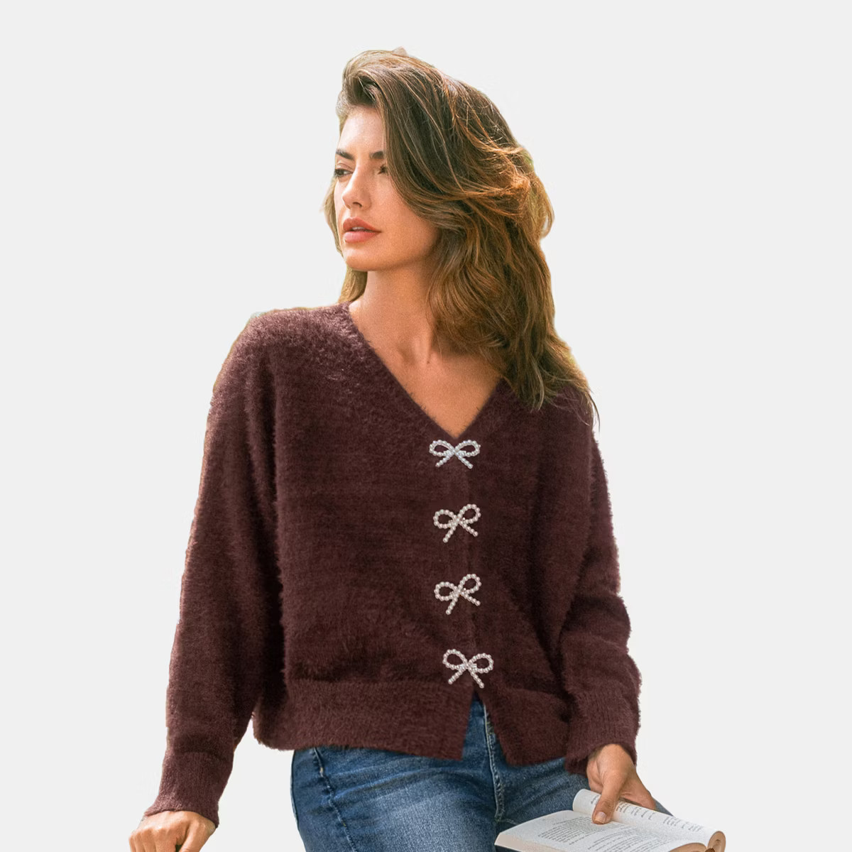 Women's Cozy Bow-Adorned Cardigan Sweater - Cupshe | Target