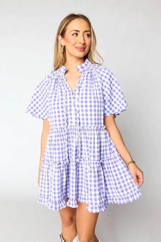 Lakin Swing Mini Dress - Violet Check (PRE-ORDER) | BuddyLove