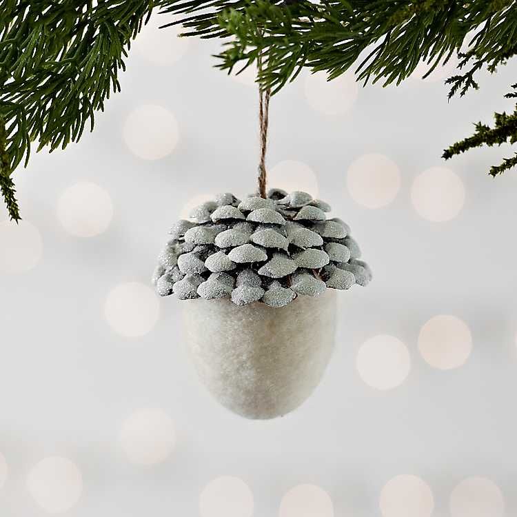 Woolen Snowy Acorn Ornament | Kirkland's Home