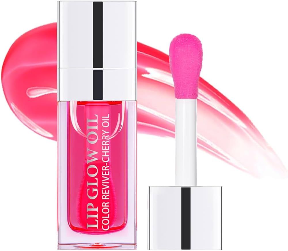 Hydrating Lip Oil - Moisturizing, Plumping Lip Gloss Balm With Cherry Tint | Amazon (US)