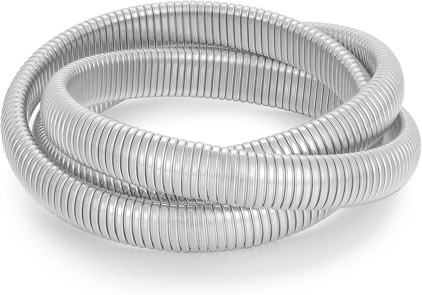 Gold Bangle multi-layer Bracelets for Women Stretchy Stainless steel Link Chain Flexible Wide Wri... | Amazon (US)