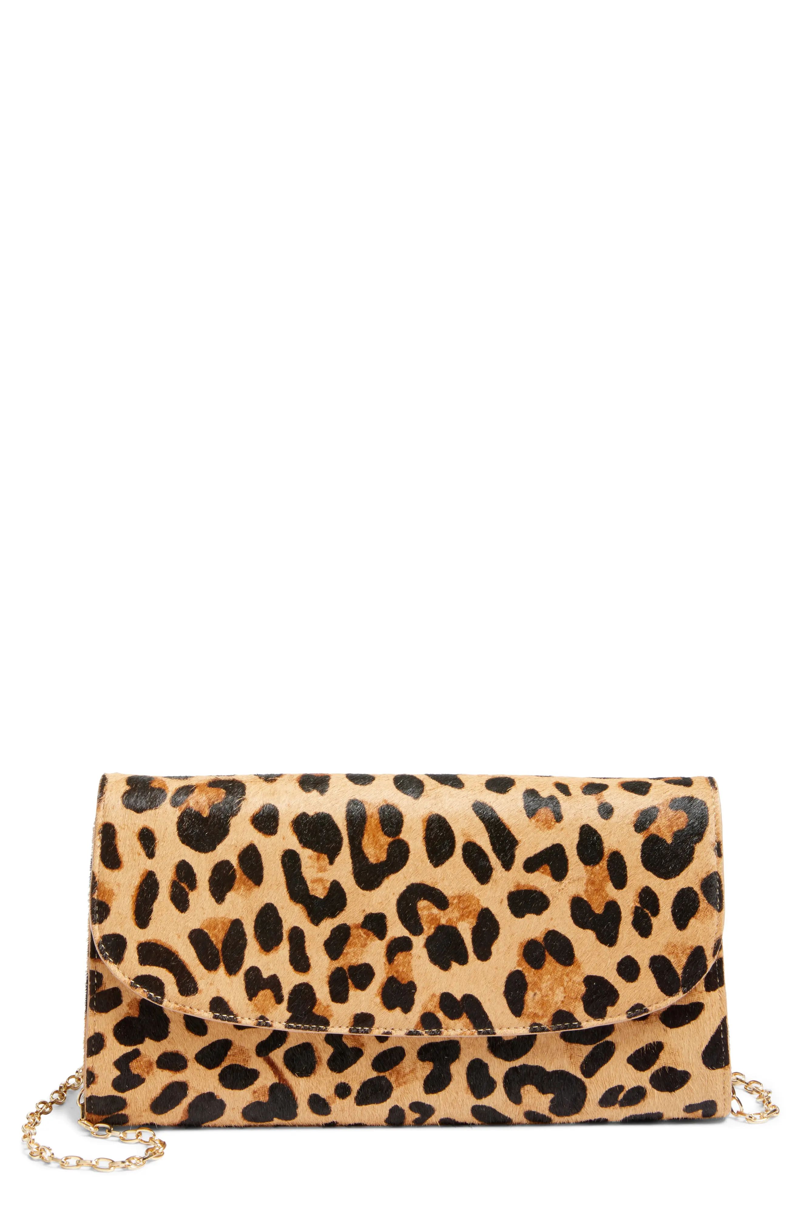 Genuine Calf Hair Leopard Print Clutch | Nordstrom