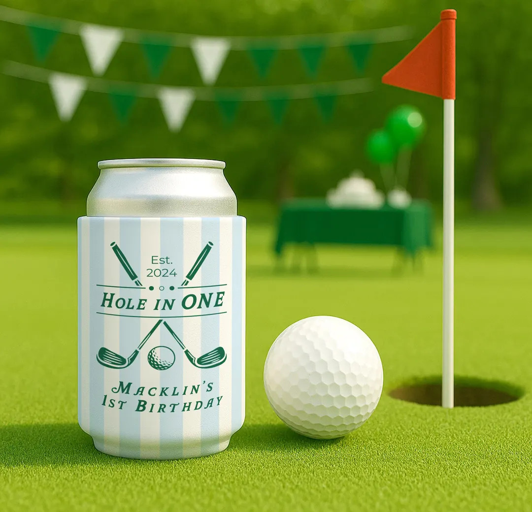 Hole in ONE Can Coolers, Hole in ONE Party Favors, Golf First Birthday Party Favors, Custom Birth... | Etsy (US)