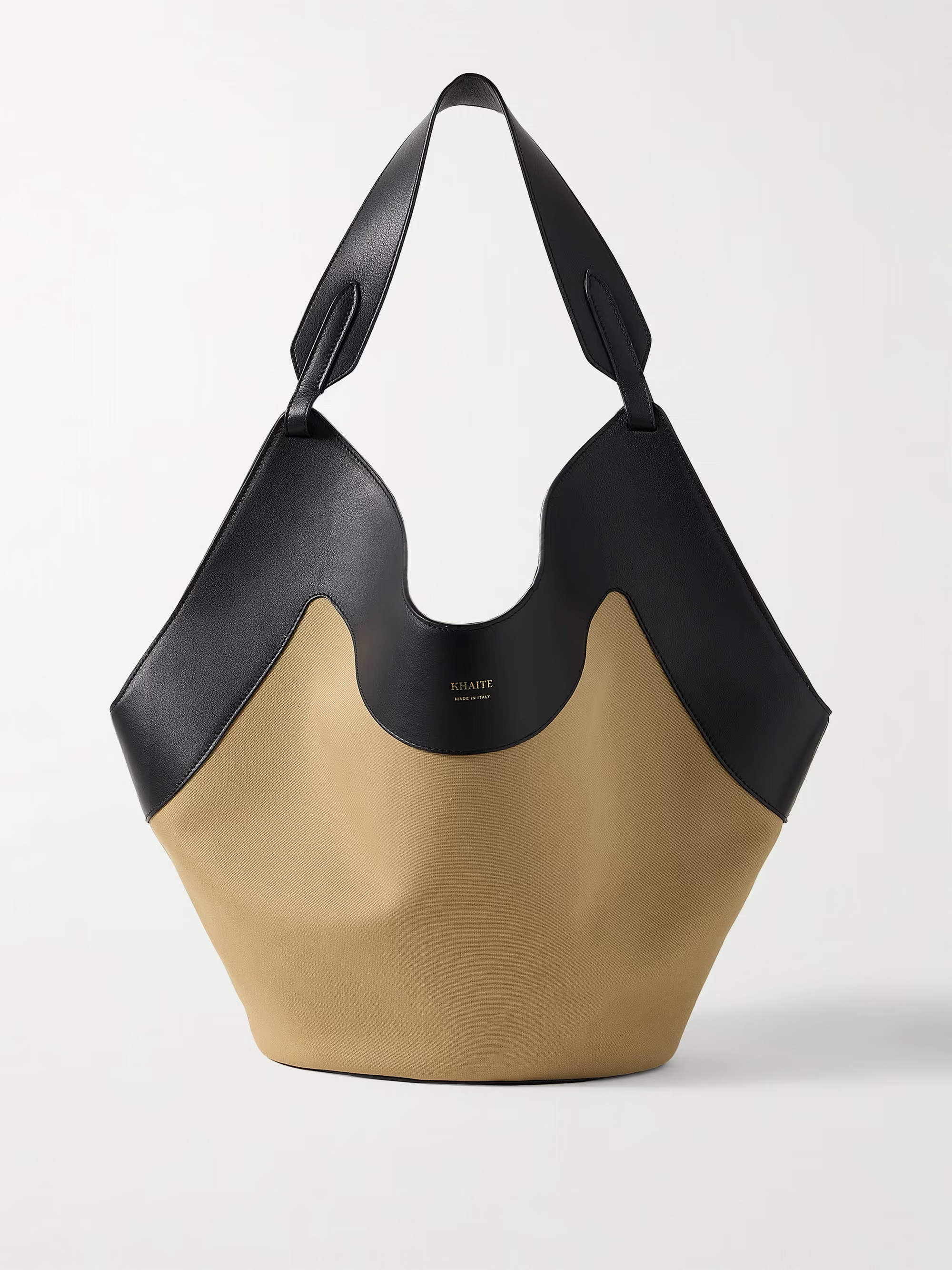 KHAITE Lotus medium leather-trimmed canvas tote | NET-A-PORTER | NET-A-PORTER (US)