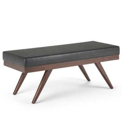 48" Nadine Mid Century Ottoman Bench Faux Air Leather - Wyndenhall | Target