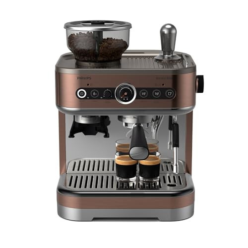 PHILIPS Barista Brew Semi Automatic Espresso Machine - Single & Double Espresso + Americano Button, 280g Dual Bean Container, Intuitive Guidance, Calibrated Tamping, Metal Cappuccino (PSA3228/41) | Amazon (US)