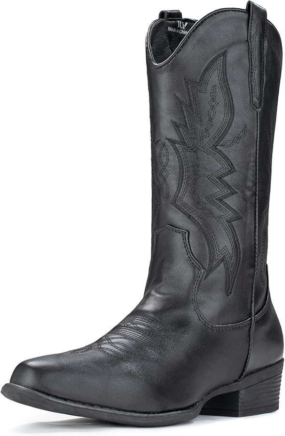 IUV Cowboy Boots For Women Western Boots Cowgirl Boots Pull On Pointy Toe Mid Calf Boots | Amazon (US)
