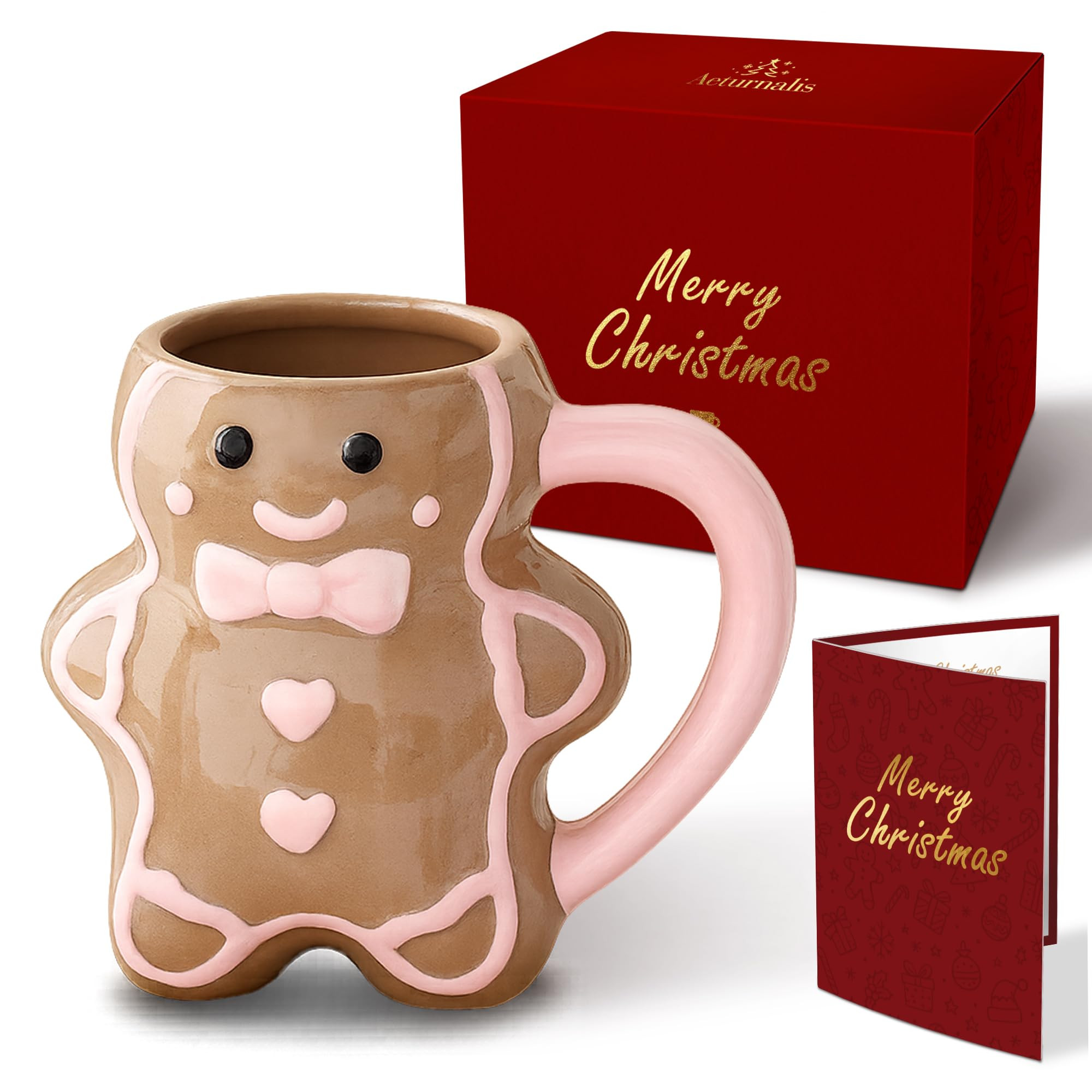 Christmas Mugs - Holiday Card & Gift Box Included - Gingerbread Man Design - Funny & Cute Coffee ... | Amazon (US)