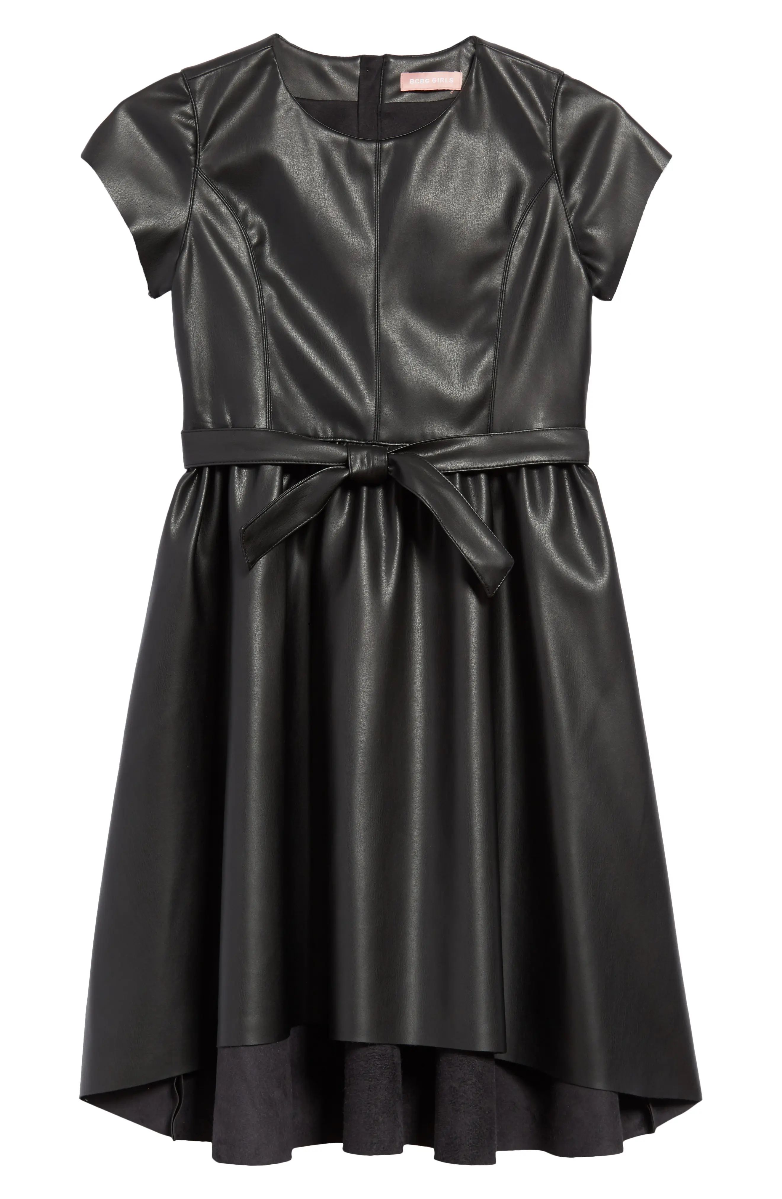 Girl's Bcbg Girls Faux Leather High/low Dress | Nordstrom