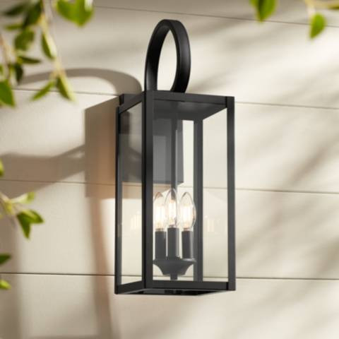 Mira 21 1/2" High Flat Black 3-Light Outdoor Wall Light - #313X1 | Lamps Plus | Lamps Plus