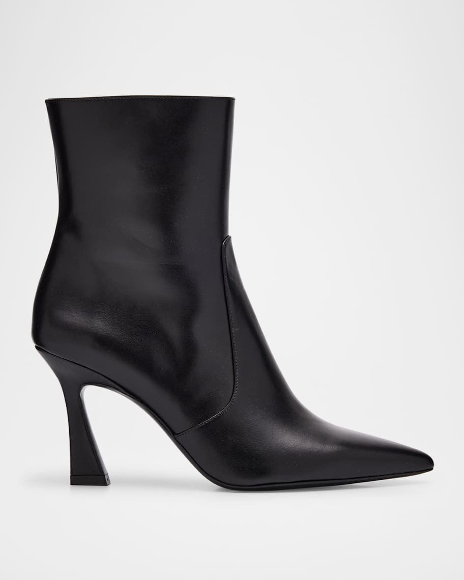 Stuart Weitzman 85mm Vinnie Leather Zip Booties | Neiman Marcus