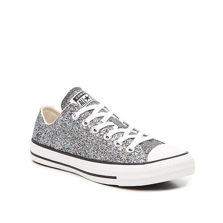 Converse Chuck Taylor All Star Glitter Sneaker - Women's - Silver Metallic - Size 7.5 - Skate | DSW