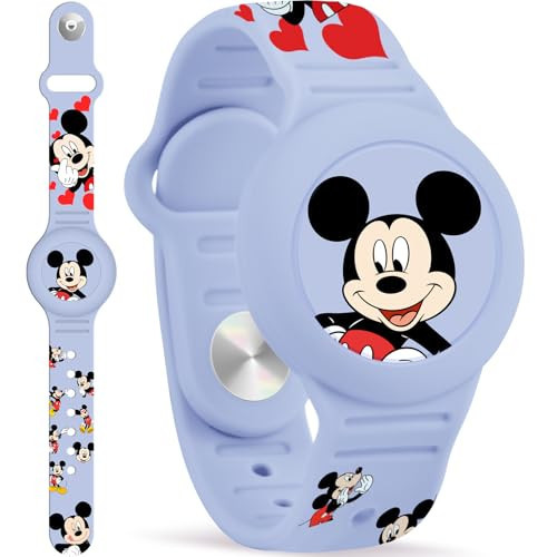 Waterproof Airtag Bracelet for Kids, Cute Cartoon Silicone Air Tag Holder Hidden Design, Light Weight Compatible with Apple AirTag Wristband for Child, Light Blue | Amazon (US)