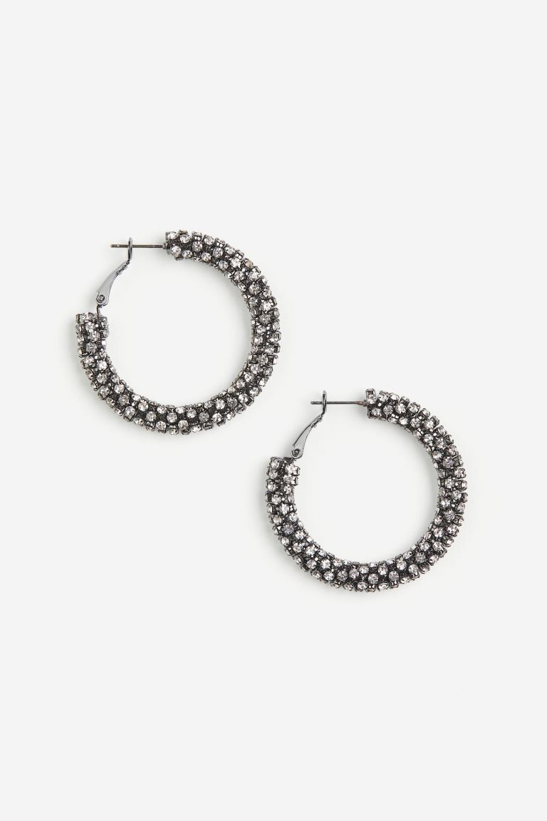 Sparkly stone earrings - Silver-coloured - Ladies | H&M GB | H&M (UK, MY, IN, SG, PH, TW, HK)