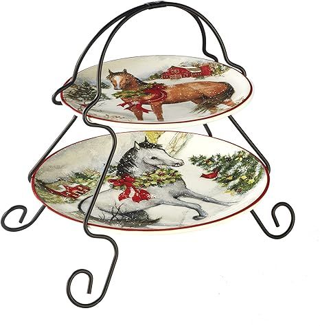 Certified International Christmas on the Farm 2-Tier Server (7" and 9" plate), One Size, Mulicolo... | Amazon (US)