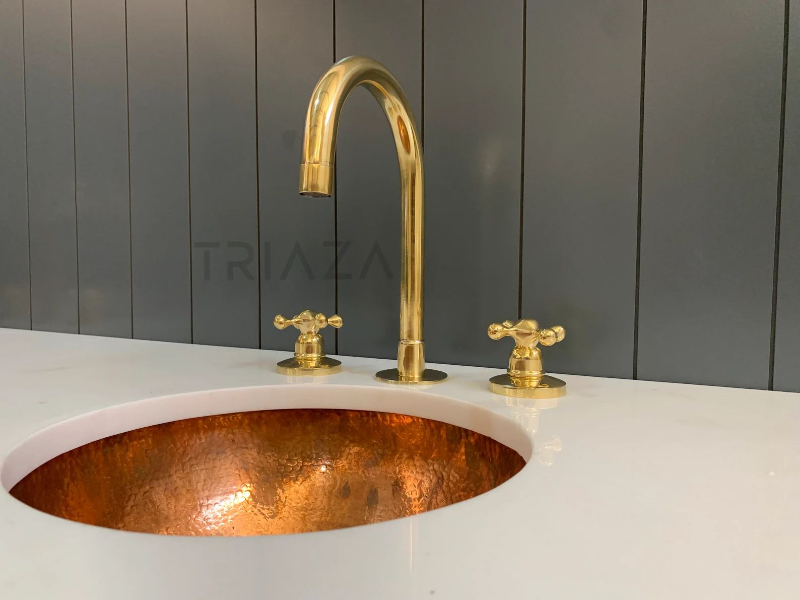 Unlacquered Solid Brass Bathroom Vanity 3 Holes Faucet , Deck Mount Faucet , Brass Bathroom Fauce... | Etsy (US)