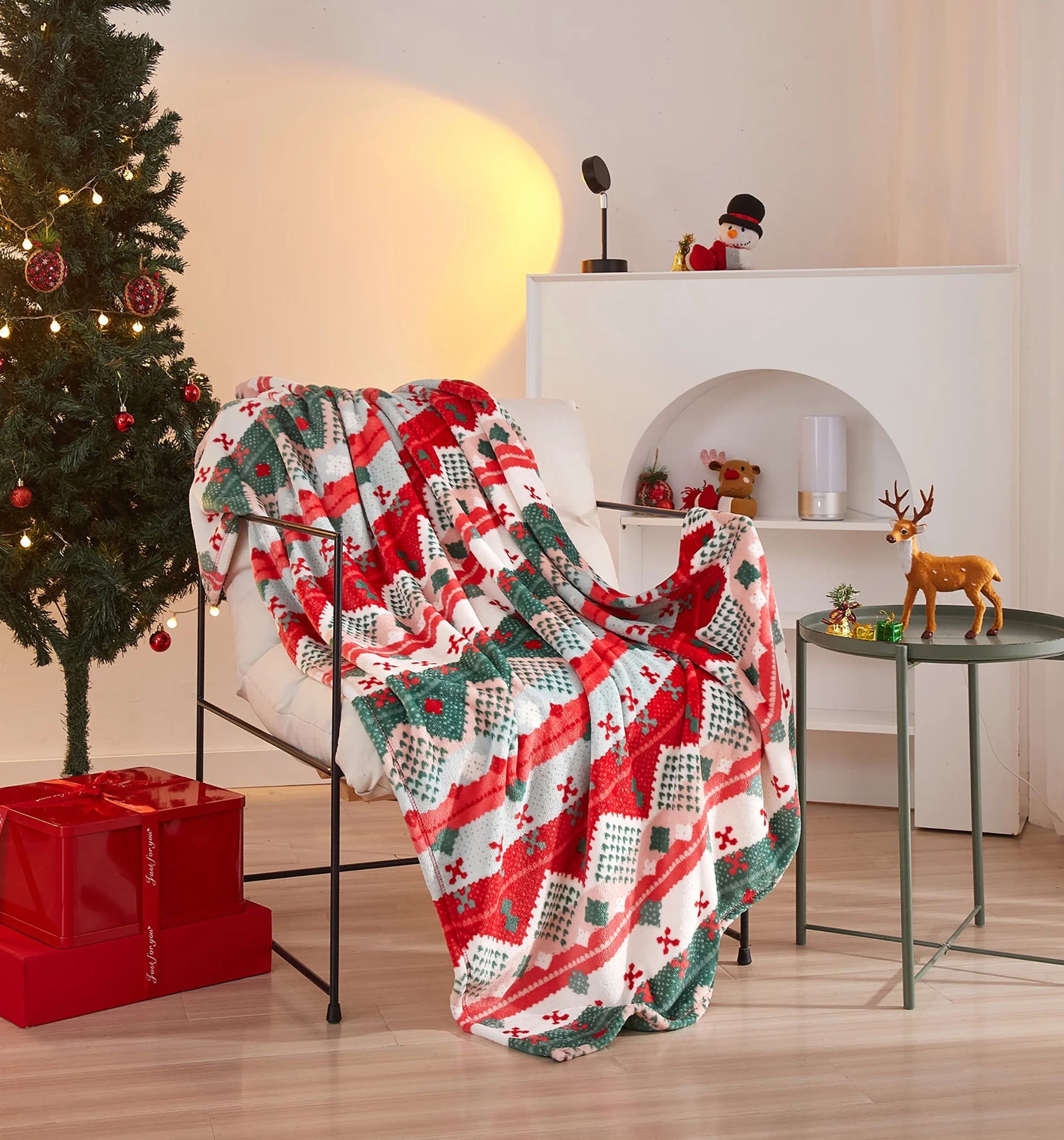 Holiday Time 50"x60" Multi-color Sweater Plush Throw - Walmart.com | Walmart (US)