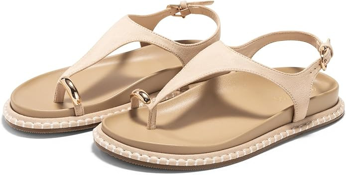 Coutgo Womens Toe Ring Flat Sandals Comfortable Flip Flops T Strap Footbed Sandals Ankle Strap Su... | Amazon (US)
