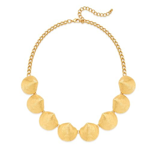 YUJIE 14k Gold Plated Seashell Choker Necklace for Women Exaggerated Statement Chunky Ocean Shell Collar Bib Choker Necklace for Summer Beach Vacation | Amazon (US)