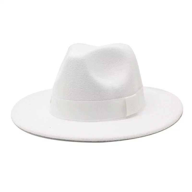 esafio Women Wide Brim Warm Wool Fedora Hat Retro Style Belt Men Panama Hat,White | Walmart (US)