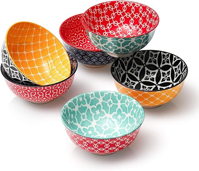 DOWAN Porcelain Small Bowls, 10 Fluid Ounces Vibrant Colors Dessert Bowls, Cute Snack Bowls for I... | Amazon (US)