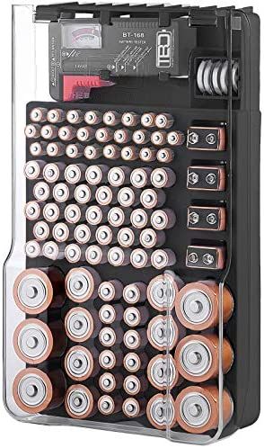 The Battery Organizer and Tester with Cover, Battery Storage Case, Holds 93 Batteries of Various Siz | Amazon (US)