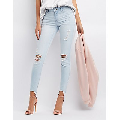 Refuge Skin Tight Legging Destroyed Jeans | Charlotte Russe